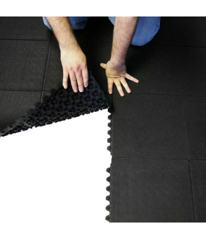 Gumijas paklājiņš, savienojams (16x914x914 mm) Rievots