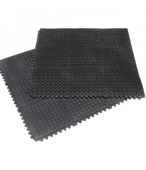 Gumijas paklājiņš, savienojams (16x914x914 mm) Rievots