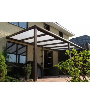 Alumīnija konstrukcijas nojume terasei ar UV aizsargātu polikarbonātu