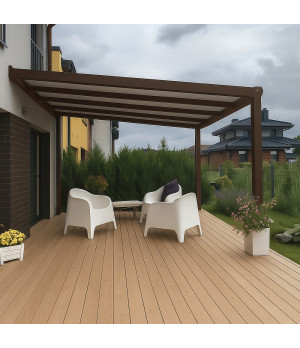 Izturīga terases nojume no alumīnija ar šūnu polikarbonātu