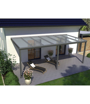 Pastiprināta alumīnija terases nojume ar polikarbonāta segumu