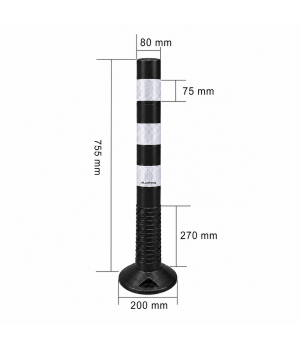 Lokans brīdinājuma stabiņš 755 mm melns (ar stiprinājumiem)