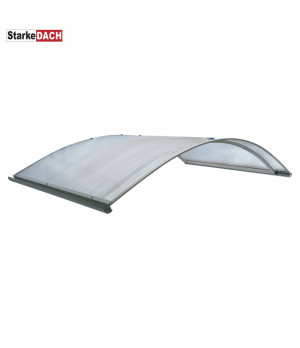Arkveida durvju jumtiņš ar tekni 1000x1600 mm pelēki turētāji, caurspīdīgs segums