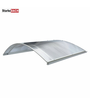 Arkveida durvju jumtiņš ar tekni 1000x1600 mm pelēki turētāji, caurspīdīgs segums