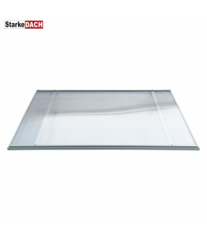 Taisns durvju jumtiņš ar tekni 1000x1600 mm  - pelēki turētāji, caurspīdīgs segums